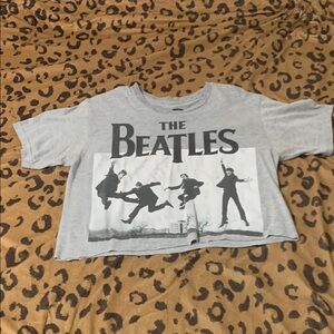 The Beatles Gray Crop Top Iconic Silhouettes